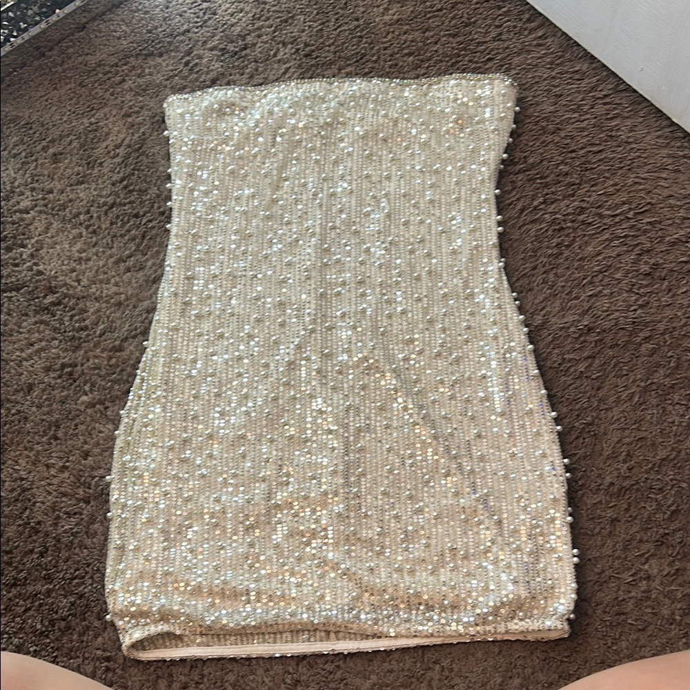 Sequin Strapless Mini Dress